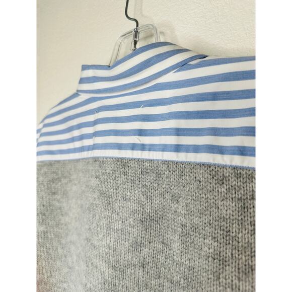 Maison Margiela Distressed Gray Vest Layered Blue & White Stripe Shirt - Picture 11 of 16